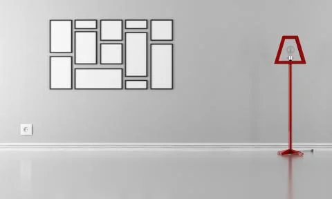 Empty gray living room with frame Stock Illustration