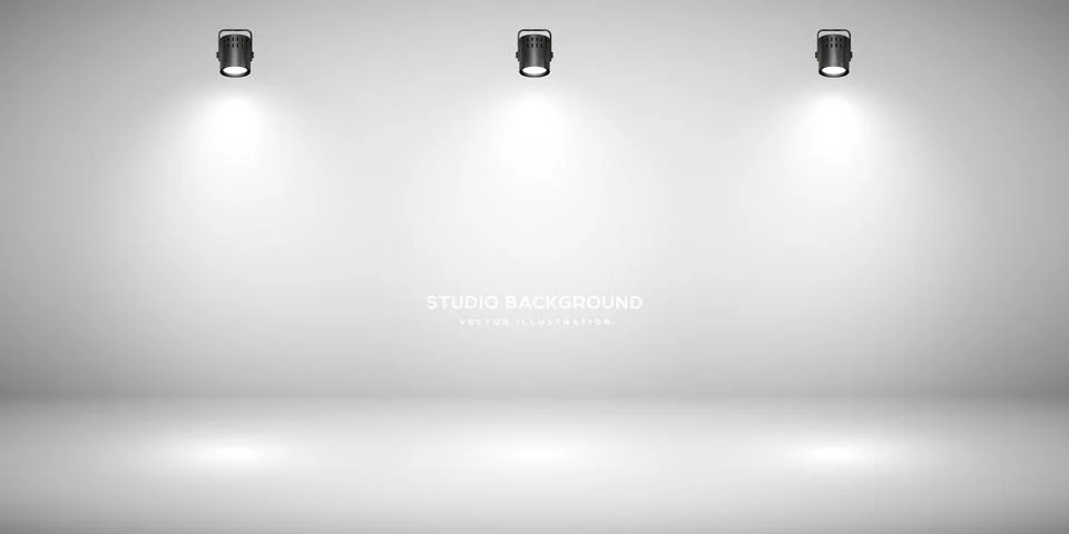 Empty gray studio abstract background with spotlights. Product showcase backdrop Stock Illustration