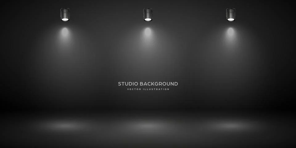 Empty gray studio abstract background with spotlights. Product showcase backdrop Stock Illustration