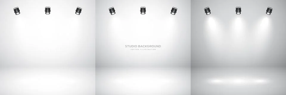 Empty gray studio abstract backgrounds with spotlight effect. Product showcase Stock Illustration