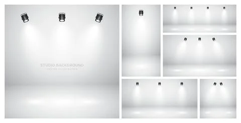 Empty gray studio abstract backgrounds with spotlights. Product showcase Stock Illustration