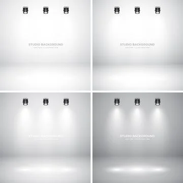 Empty gray studio abstract backgrounds with spotlight effect. Product showcase Stock Illustration