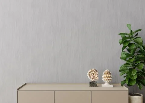 Empty gray wall. Mock up interior in contemporary style. Close up view. Free  Stock Photos
