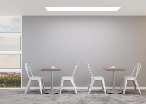 Empty gray wall in modern cafe. Mock up restaurant interior in contemporary Stock Illustration