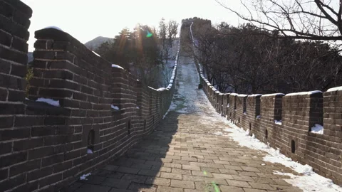 Empty Great Wall with Snow Stock Footage 139725081