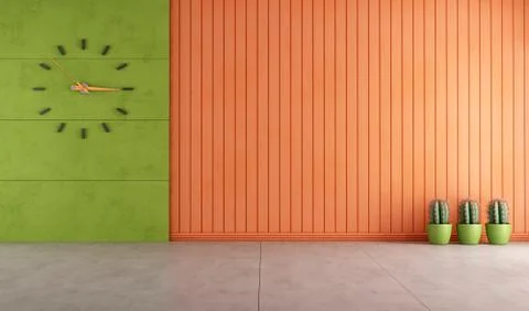 Empty green and orange room Stock Illustration