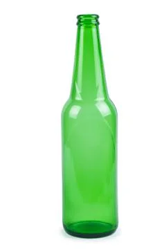 Empty green beer bottle Stock Photos