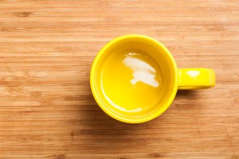 Empty green coffee, tea mug, cup, top view on wood Stock Photos