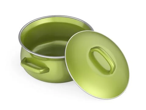 Empty green enamel cooking pot Stock Illustration