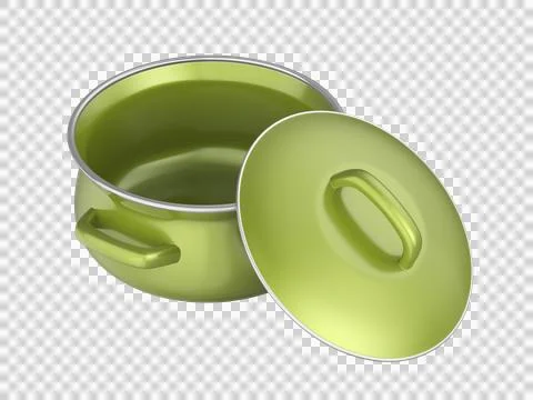 Empty green enamel cooking pot Stock Illustration