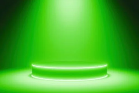 Empty green illuminated studio podium stage background for product display Stock Illustration