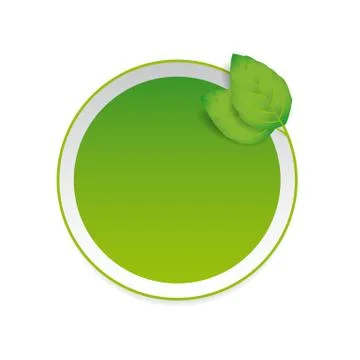 Empty green label with leaves Stock Illustration