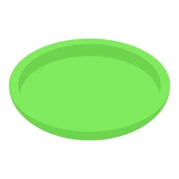 Empty green plastic round serving tray isometric view Stock Illustration