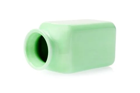 Empty green porcelain container Stock Photos