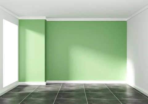 Empty green room interior design 3d rendering Illustrazione stock