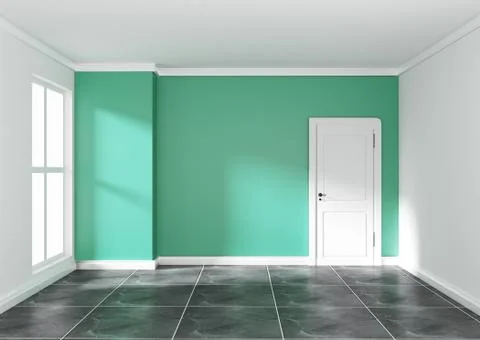 Empty green room interior design 3d rendering Stock Illustration