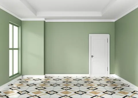 Empty green room interior design 3d rendering Stock Illustration