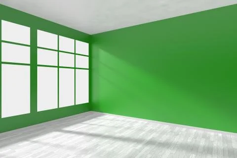 Empty green room with window and white floor Stock Illustration