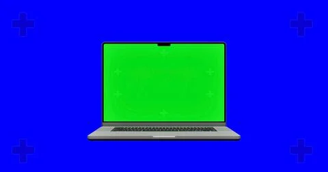 Empty Green Screen Display Laptop for Watching Stock Illustration