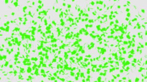 Empty green screen tearing apart on many light tiny pieces, media transition Stock Footage 292800064