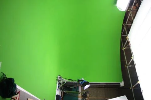 Empty Green Screen Visual Effects Film Studio Foto stock
