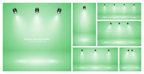 Empty green studio abstract backgrounds with spotlights. Product showcase 스톡 일러스트