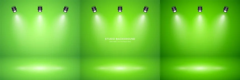 Empty green studio abstract backgrounds with spotlight effect. Product showcase 스톡 일러스트