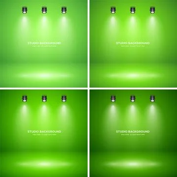 Empty green studio abstract backgrounds with spotlight effect. Product showcase Stockillustratie