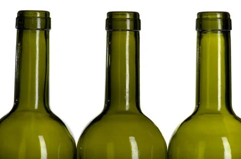 Empty green wine bottle macro Stock Photos