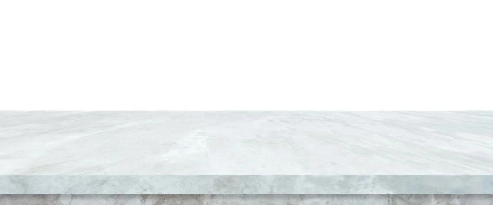 Empty grey cement stone table isolated on white background, banner, Stone cem Stock Photos