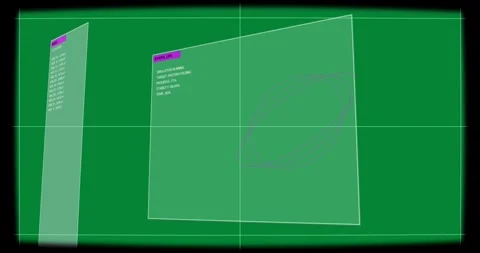 On empty grid SYNTH_LIFE UI rotating, cam orbiting, showing protein fold status Stock Footage 327352698