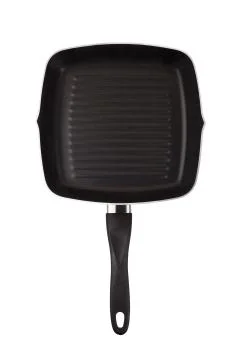 Empty grill iron pan isolated on white background Stock Photos