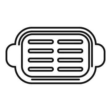 Empty grill pan icon, barbecue cooking tool outline Stock Illustration