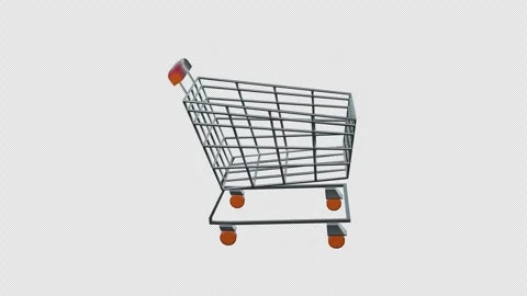 Empty Grocery Cart 3D Loop with Alpha Channel 库存影片 346742911