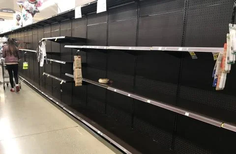 Empty grocery shelf Stock Photos