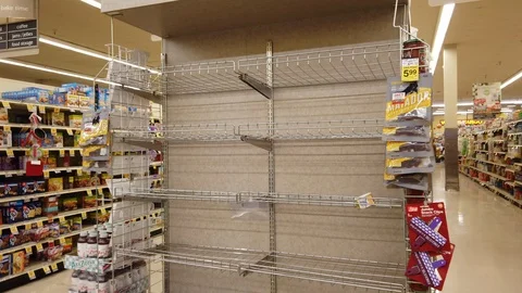 Empty Grocery store shelf - chips &amp; tortillas Stock Footage 126473831
