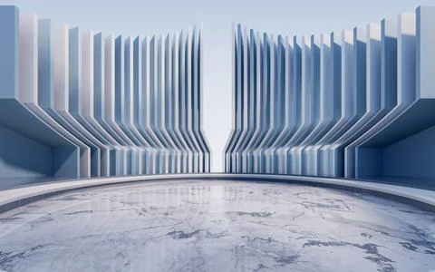 Empty ground with creative geometric structure background, 3d rendering. Illustrazione stock