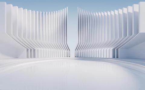 Empty ground with creative geometric structure background, 3d rendering. Stock Illustration