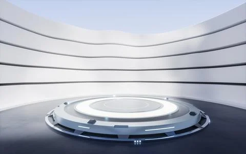 Empty ground with creative geometry background, 3d rendering. Illustrazione stock