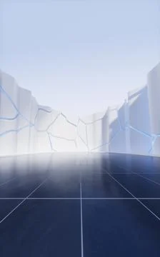 Empty ground with creative geometry background, 3d rendering. イラスト素材