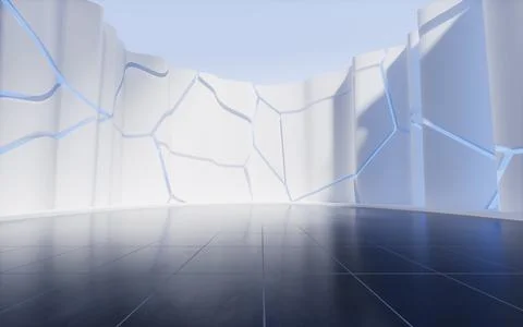 Empty ground with creative geometry background, 3d rendering. Illustrazione stock