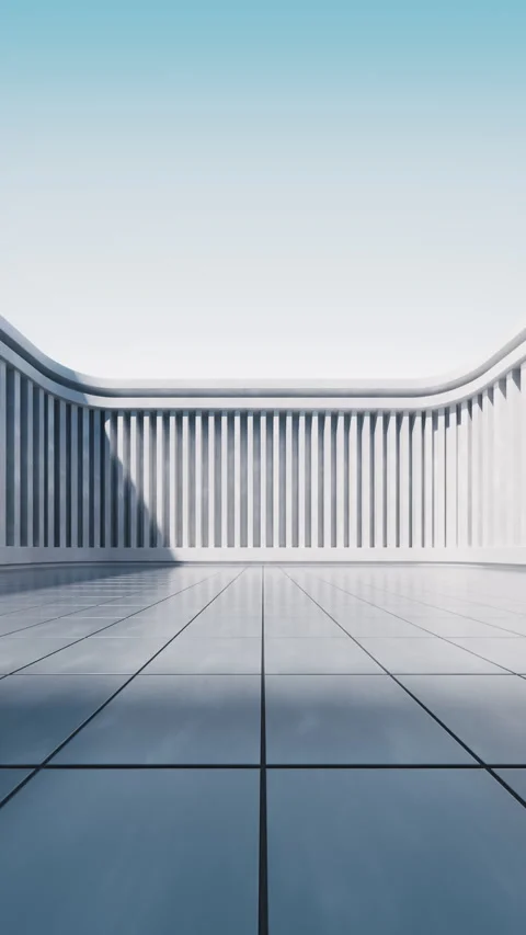 Empty ground with white building background, 3d rendering. Stock Footage 324680305