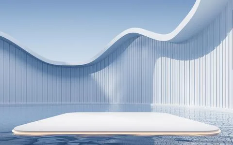 Empty ground with white building background, 3d rendering. Ilustración de archivo