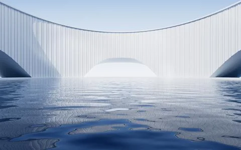 Empty ground with white building background, 3d rendering. Ilustración de archivo