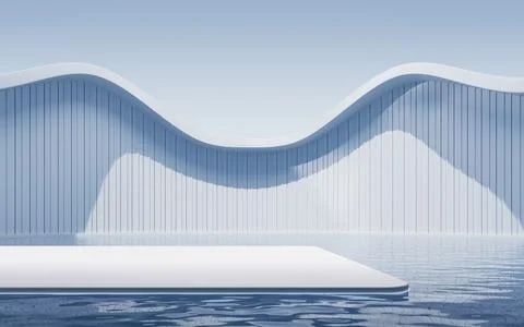 Empty ground with white building background, 3d rendering. Ilustración de archivo