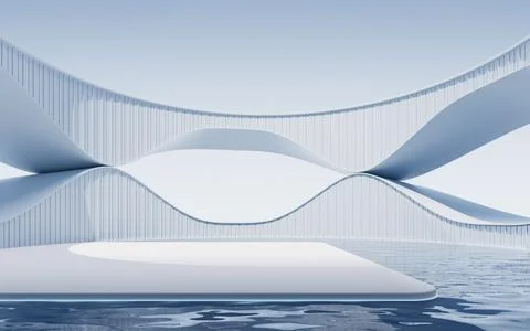 Empty ground with white building background, 3d rendering. Ilustración de archivo