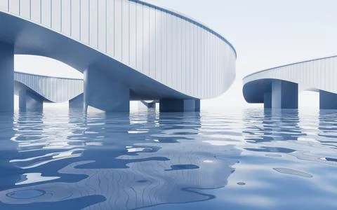 Empty ground with white building background, 3d rendering. Ilustración de archivo