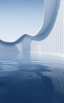 Empty ground with white building background, 3d rendering. Stock Illustration