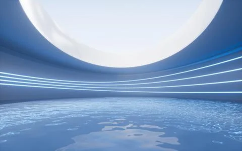Empty ground with white building background, 3d rendering. Illustrazione stock