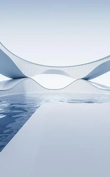 Empty ground with white building background, 3d rendering. Ilustración de archivo